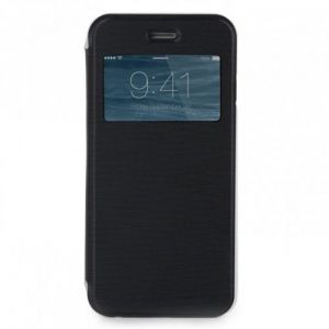 Etui z klapką i okienkiem Skech Slim View Case - czarne - Apple iPhone 6 Plus