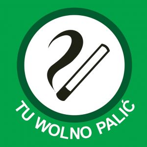 Znak "TU WOLNO PALIĆ" - TYP II - 20 x 20 cm