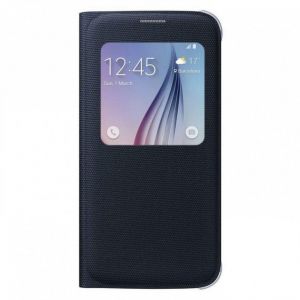 Oryginalne etui z klapką Samsung S-View Cover Fabric - Samsung Galaxy S6 - Czarny/Czarny