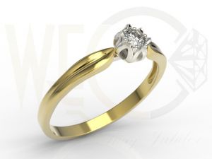 Pierścionek zaręczynowy w kształcie konwalii AP-4008ZB z żółtego i białego złota z brylantem. - 0.08