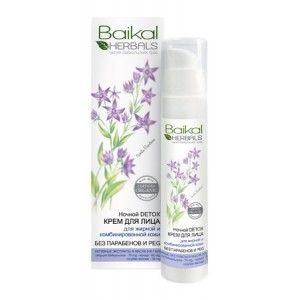 Oczyszczający krem do twarzy na noc, detoks - Baikal Herbals