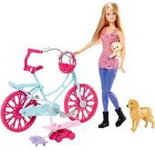 Barbie na rowerze z pieskiem Mattel