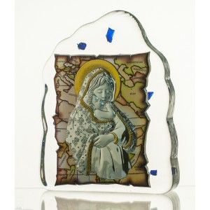 Skałka kryształowa z wizerunkiem Matki Boskiej z Dzieciątkiem