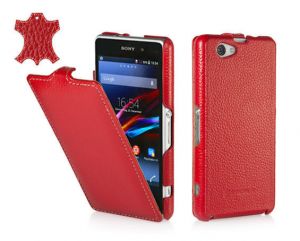 Skórzane etui z klapką Stilgut UltraSlim - czerwone - Sony Xperia Z1 Compact