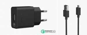 Oryginalna, uniwersalna ładowarka Quick Charge Sony UCH10 USB + kabel Micro USB Czarna - opakowanie: