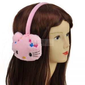 Rózowe nauszniki dla dziewczynki z futerka Hello Kitty