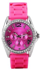 Różowy zegarek z kryształkami - widizane w mediach: Fakt Gwiazdy, Chwila dla Ciebie, Twist