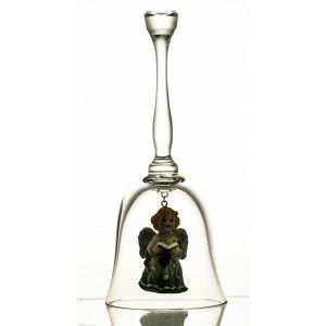 Dzwonek kryształowy z zawieszką Aniołek 19,5 cm