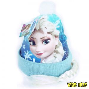 Zimowa czapka z warkoczem Frozen "Elsa" nieb 2-4 lata