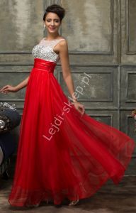 Czerwona suknia z kryształkami | sukienka na wesele, sylwestra