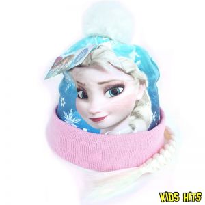 Zimowa czapka z warkoczem Frozen "Elsa" róż 2-4 lata
