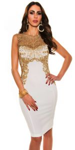 Żorżetowa sukienka ze złotą gipiurą | Janina Youssefian