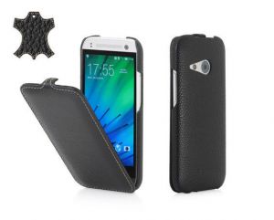 Skórzane etui z klapką StilGut UltraSlim Case - czarne - HTC One mini 2