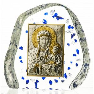 Skałka przycisk kryształowy Madonna z Dzieciątkiem - 2541 -
