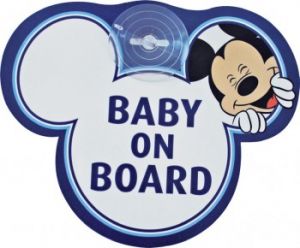 Tabliczka z przyssawką - Baby on Board - Mickey