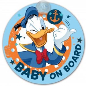 Tabliczka z przyssawką - Baby on Board - Donald