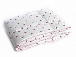 Ochraniacz na szczebelki do łóżeczka - Gwiazdki Różowo-Szare na Białym