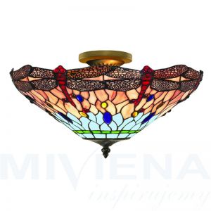 Dragonfly lampa wisząca 3 patyna szkło witrażowe