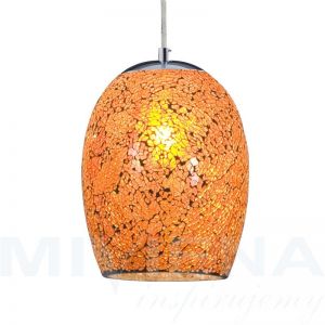 Crackle lampa wisząca 1 chrom pomarańczowa mozaika
