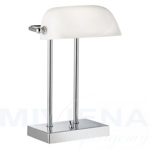 Bankers lampa stolowa 1 chrom białe szkło 32 cm
