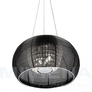 Lampa wisząca 3 aluminium czarny kryształ