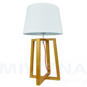 City lampa stołowa 1 drewno biały abażur