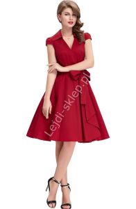Czerwona bawełniana sukienka w stylu retro | sukienka lata 60-te