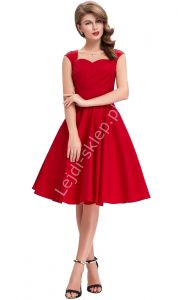 Bawełniana sukienka pin-up czerwona, swingdress