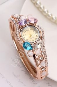 Zegarek z kryształkami i kamieniami : kocie oko | zegarek damski
