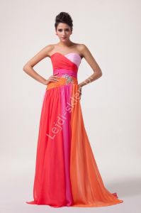 Sukienka wieczorowa w odcieniach różowo pomarańczowych| sukienki wieczorowe WIDZIANA W AVANTI