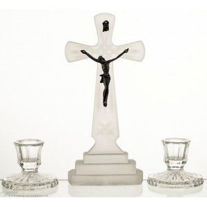 Komplet kolędowy kryształowy krzyż 2 świeczniki -2547