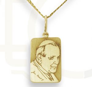 Medalik z żółtego złota z Błogosławiony Jan Paweł II, WEC-Z-JP-II-5-1 - ok. 17 mm X 8,8 mm