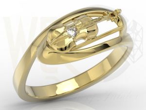 Pierścionek w kształcie skrzypiec z żółtego złota z diamentem BP-1302Z