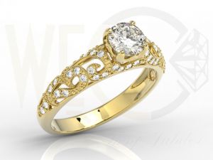 Pierścionek zaręczynowy z żółtego złota z diamentami BP-50Z - Zółta || Żółte \ Diament