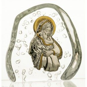 Skałka przycisk kryształowy Matka Boska z Dzieciątkiem 3947