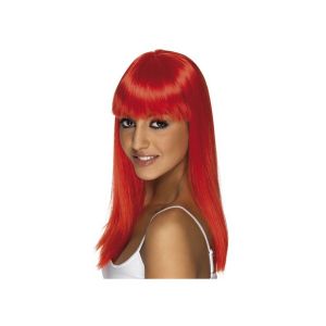 Czerwona peruka z grzywką