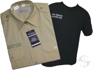 Zestaw: Koszula khaki (krótki rękaw) + T-Shirt