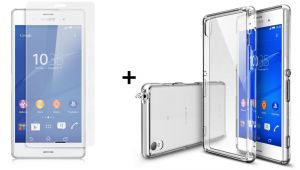 Zestaw Rearth | Obudowa | Etui Ringke Fusion Case + szkło ochronne | Sony Xperia Z3 | kolor Crystal