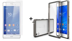Zestaw Rearth | Obudowa | Etui Ringke Fusion Case + szkło ochronne | Sony Xperia Z3 | kolor Smoke Bl