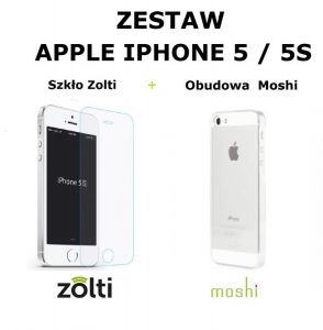 Zestaw obudowa Moshi iGlaze + szkło hartowane Zolti iPhone 5 / 5S / 5SE