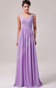 Długa fioletowa suknia na wesele | fioletowe suknie wieczorowe | sukienki dla druhen , świadkowych