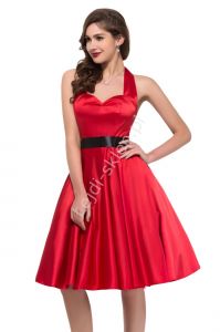 Czerwona sukienka pin-up  na szyję| sukienki lata 60-te,70-te