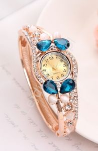 Zegarek z turkusowymi kryształkami i kamieniami : kocie oko | zegarki damskie