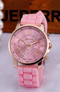 Jasno różowy sportowy zegarek z silikonowym paskiem