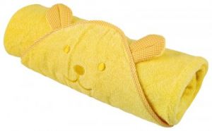 Żółty bawełniany ręcznik Okrycie kąpielowe z kapturkiem i apilikacją