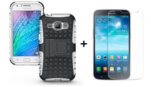 Zestaw Pancerna obudowa etui Perfect Armor Samsung Galaxy J1 Biała + Szkło ochronne Perfect Glass Sa