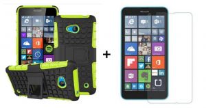 Zestaw Pancerna obudowa etui Perfect Armor Zielona + Szkło ochronne Prefect Glass Microsoft Lumia 64
