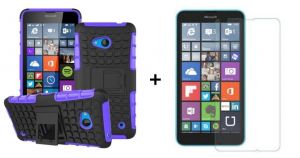 Zestaw Pancerna obudowa etui Perfect Armor Fioletowa + Szkło ochronne Prefect Glass Microsoft Lumia