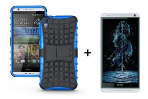 Zestaw Pancerna obudowa etui Perfect Armor Niebieska + Szkło ochronne Perfect Glass HTC Desire 820