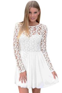Biała sukienka | gipiurowa minisukienka